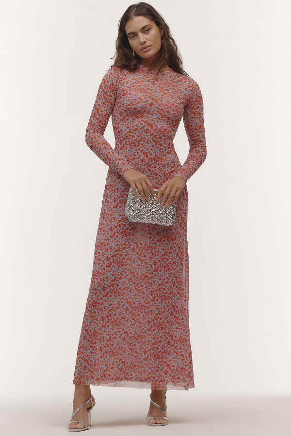 Slide View: 1: AFRM Paola Long-Sleeve Crew Neck Maxi Dress