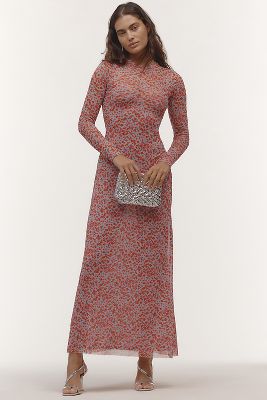 AFRM Paola Long-Sleeve Crew Neck Maxi Dress