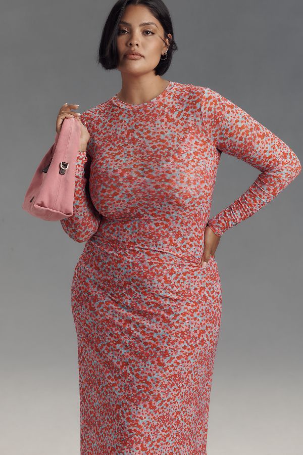 Slide View: 8: AFRM Paola Long-Sleeve Crew Neck Maxi Dress