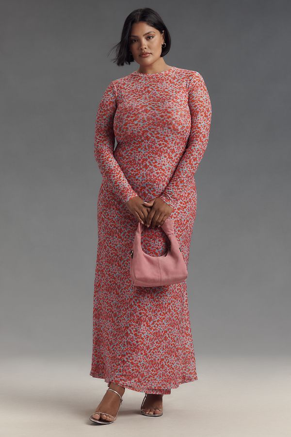 Slide View: 5: AFRM Paola Long-Sleeve Crew Neck Maxi Dress