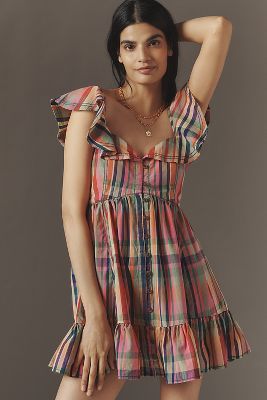 Pilcro Short-Sleeve Mini Babydoll Dress