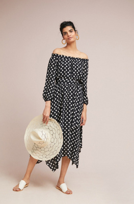 Dotted Off-The-Shoulder Dress 