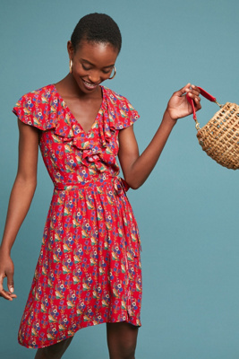 anthropologie floral wrap dress