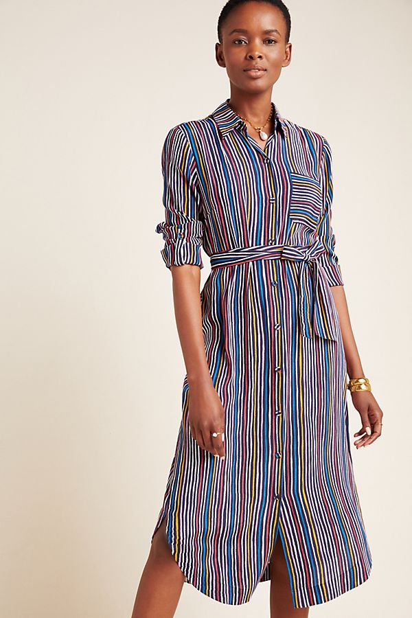 Slide View: 1: Letty Striped Shirtdress