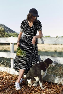 breanna polka dot wrap dress