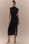 Thumbnail View 1: The Maya Ruched Cowl-Neck Dress: Stretch Velvet Edition