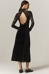 Thumbnail View 2: By Anthropologie Long-Sleeve Mock-Neck Lace Velvet Midi Slip Dress