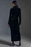 Thumbnail View 2: The Maya Ruched Cowl-Neck Dress: Velvet Long-Sleeve Edition