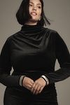 Thumbnail View 7: The Maya Ruched Cowl-Neck Dress: Velvet Long-Sleeve Edition