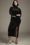 Thumbnail View 5: The Maya Ruched Cowl-Neck Dress: Velvet Long-Sleeve Edition