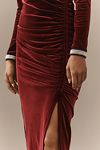 Thumbnail View 2: The Maya Ruched Cowl-Neck Dress: Velvet Long-Sleeve Edition