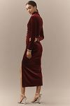 Thumbnail View 3: The Maya Ruched Cowl-Neck Dress: Velvet Long-Sleeve Edition