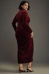 Thumbnail View 6: The Maya Ruched Cowl-Neck Dress: Velvet Long-Sleeve Edition