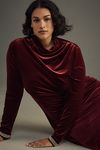 Thumbnail View 7: The Maya Ruched Cowl-Neck Dress: Velvet Long-Sleeve Edition