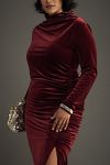 Thumbnail View 8: The Maya Ruched Cowl-Neck Dress: Velvet Long-Sleeve Edition