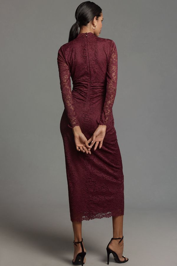 Slide View: 3: By Anthropologie Mock-Neck Fitted Lace Dress