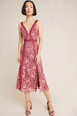 anthropologie purple lace dress