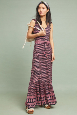 avah ruffle strap maxi