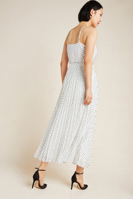 pleated wrap maxi dress