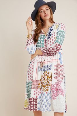 patchwork midi dress