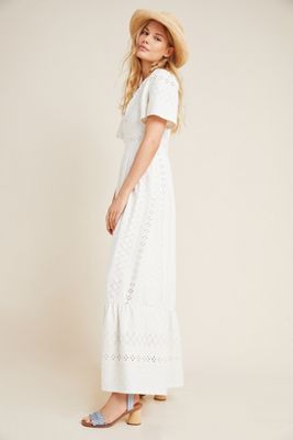 anthropologie white maxi dress