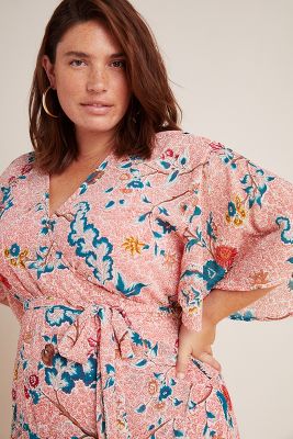 anthropologie floral wrap dress