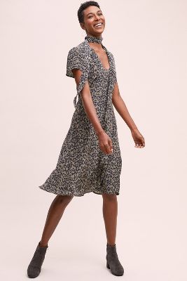 anthropologie leopard dress