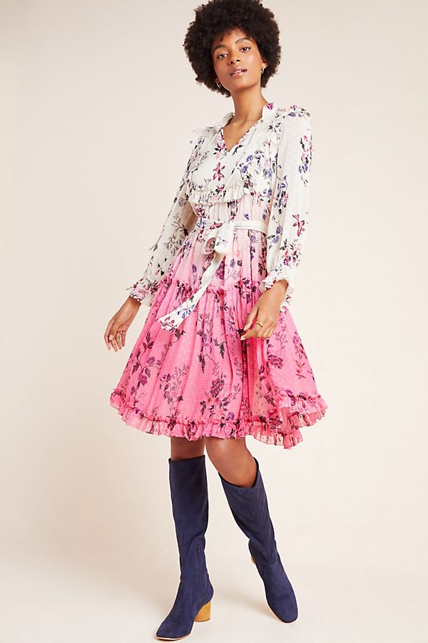 Slide View: 1: Dip-Dyed Floral Dress