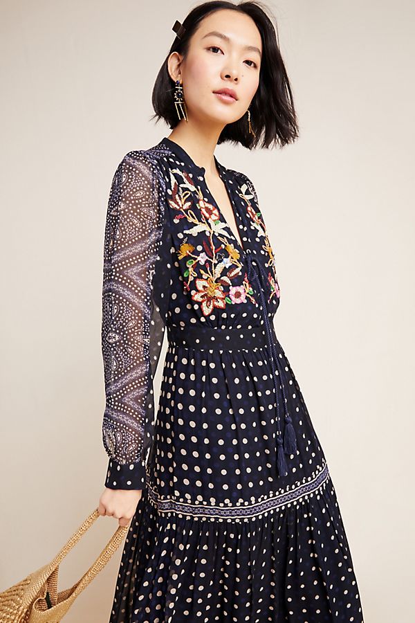Slide View: 2: Cassidy Embroidered Maxi Dress