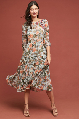 warehouse katy floral midi dress