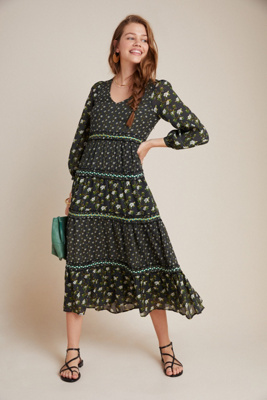 anthropologie green maxi dress