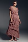 Thumbnail View 1: By Anthropologie Ruffle-Sleeve Tiered Tulle Midi Dress