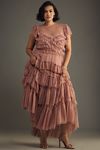 Thumbnail View 5: By Anthropologie Ruffle-Sleeve Tiered Tulle Midi Dress