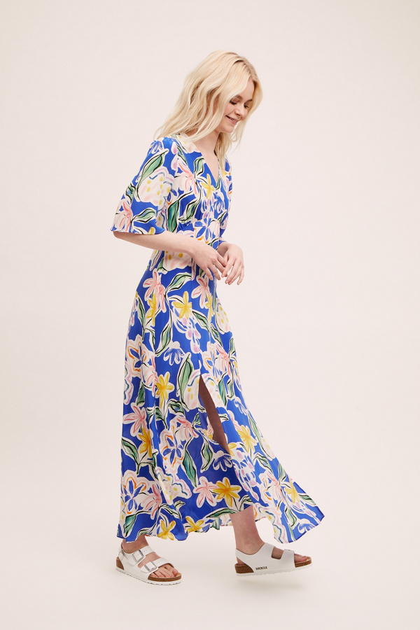 Davina Maxi Kleid Aus Seide Mit Blumenmuster Anthropologie De