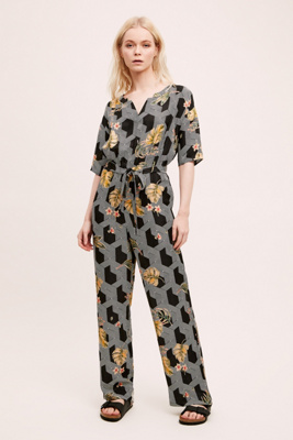 mixed print jumpsuit