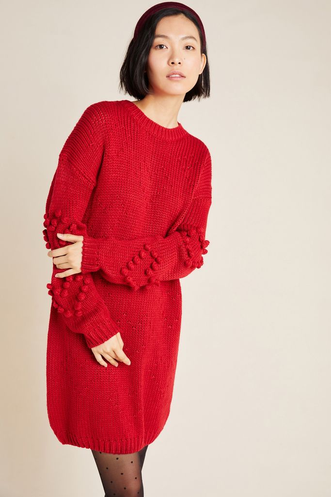 Pommed Hearts Sweater Mini Dress | Anthropologie