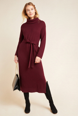 red roll neck jumper dress