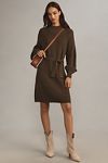 Thumbnail View 4: Maeve Long-Sleeve Mock-Neck Tie-Waist Mini Dress