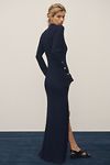 Thumbnail View 2: By Anthropologie Long-Sleeve V-Neck Snap-Front Knit Maxi Dress