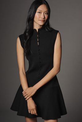 By Anthropologie Mock-Neck Button-Front Sweater Mini Dress