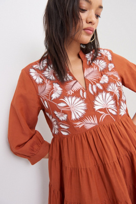 feuille embroidered tunic dress