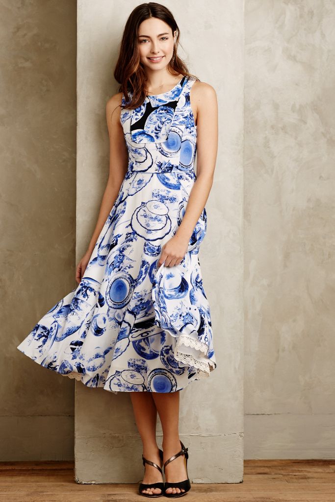 Afternoon Tea Silk Dress Anthropologie 8230