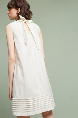 white linen swing dress