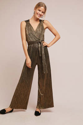 anthropologie metallic jumpsuit