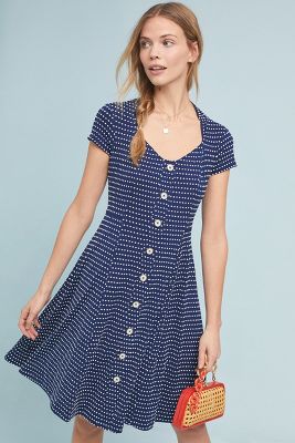 blue button down dress