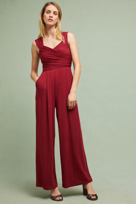 anthropologie red jumpsuit