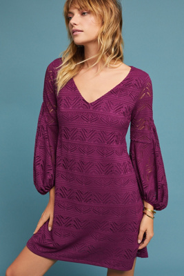 anthropologie purple lace dress