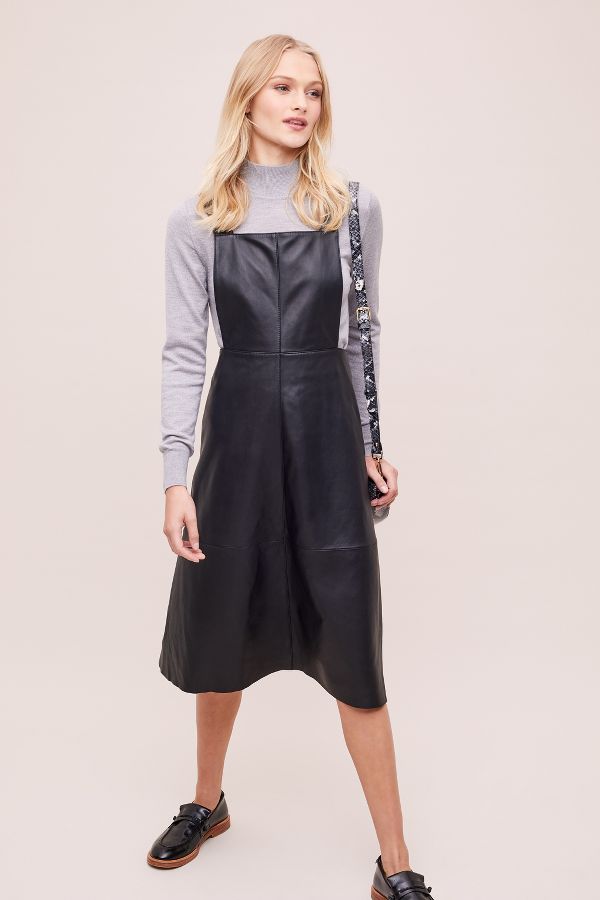 Mona Leather Pinafore Dress Anthropologie Uk