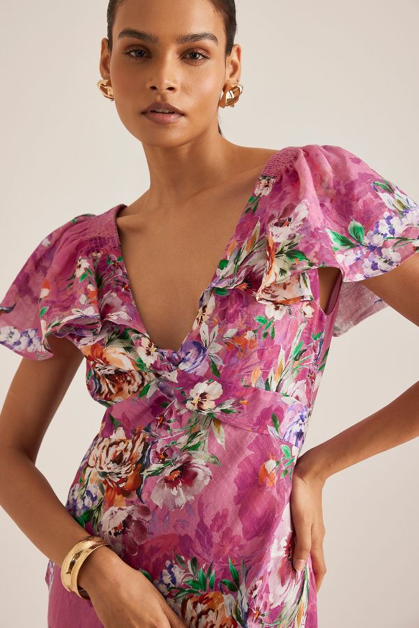 Slide View: 5: Robe Longue En Lin Manches Papillon Par Anthropologie