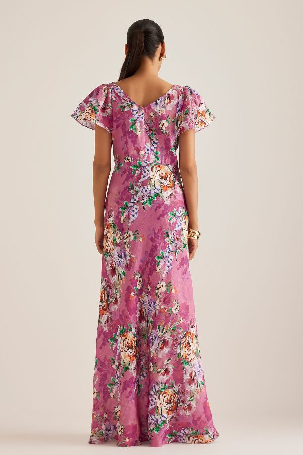 Slide View: 2: Robe Longue En Lin Manches Papillon Par Anthropologie